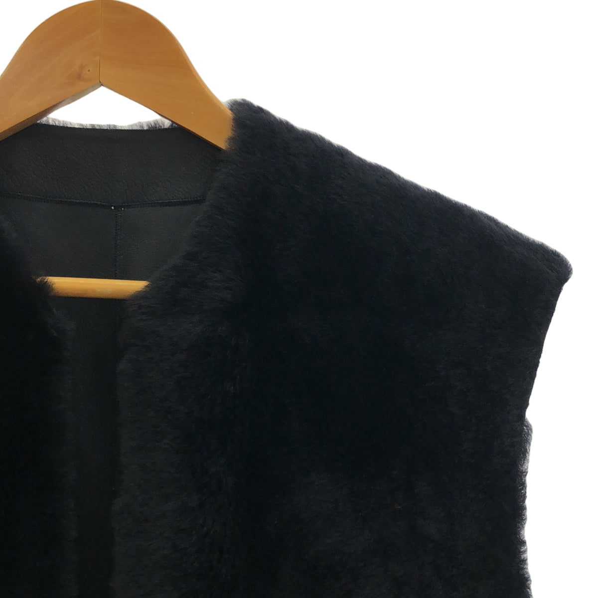【美品】  HELMUT LANG / ヘルムートラング | リバーシブル ロング ムートンジレ | ブラック/ネイビー | レディース