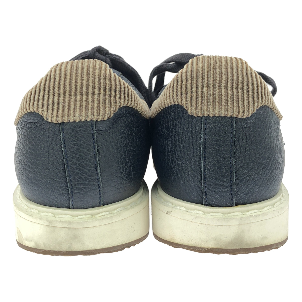 [Good Condition] BRUNELLO CUCINELLI | Corduroy and leather low-cut sneakers | 42 1/2 | Navy/Brown | Men's