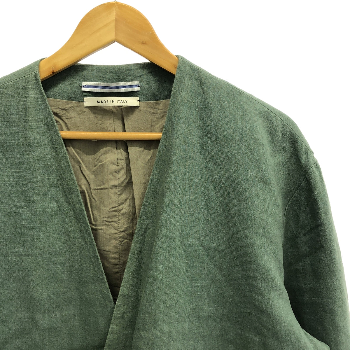 Cristaseya / Cristaseya | 2023SS | COLLARLESS JACKET Linen No-collar Jacket | L | ALGAE | Men's