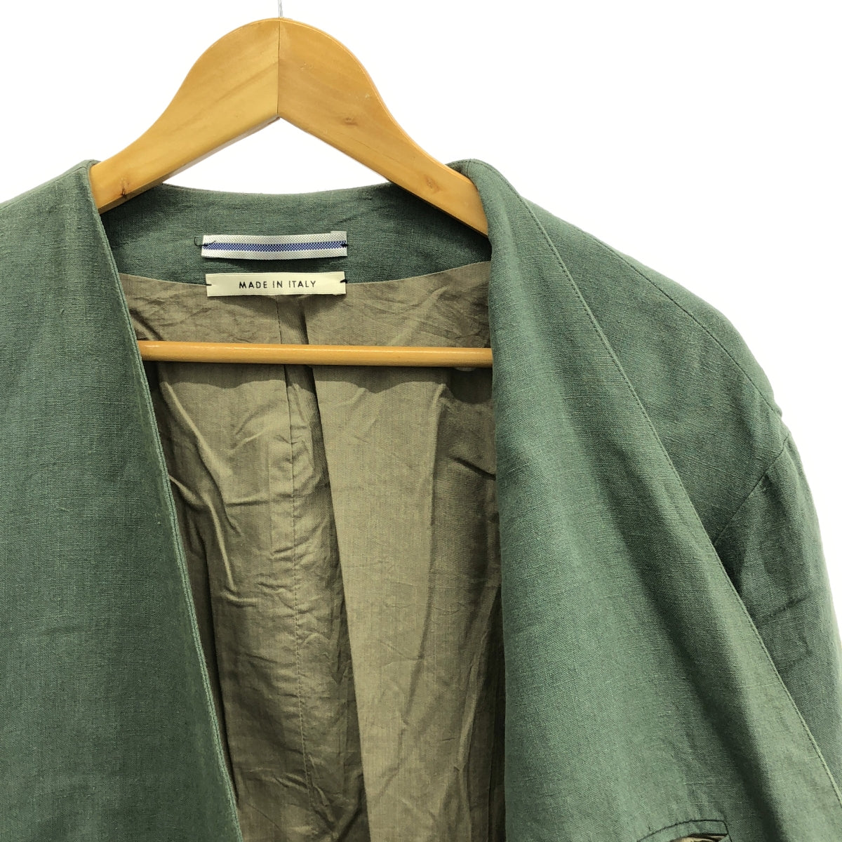 Cristaseya / Cristaseya | 2023SS | COLLARLESS JACKET Linen No-collar Jacket | L | ALGAE | Men's