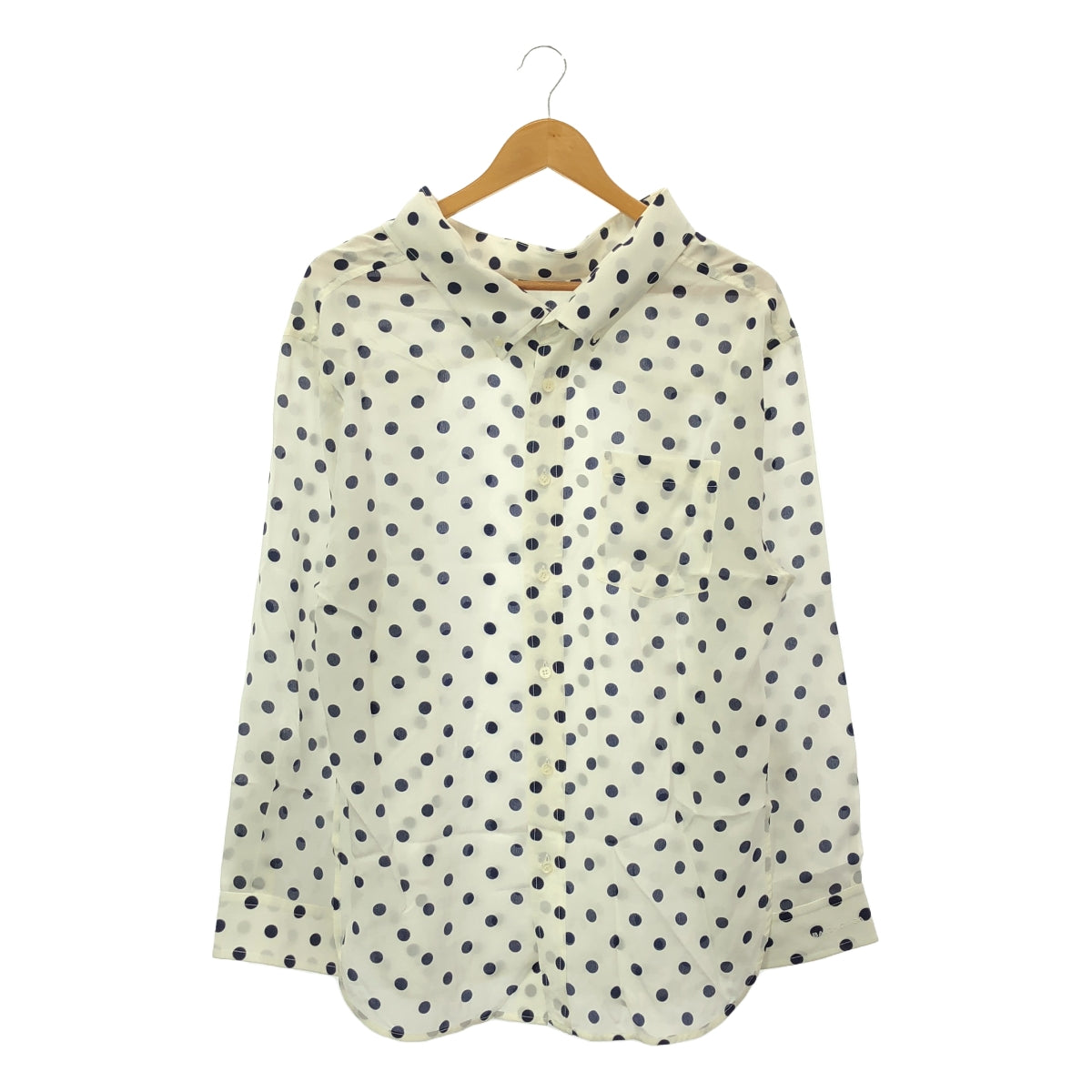 [狀況良好] 巴黎世家 |絲綢圓點紐扣超大襯衫 | XS |白色 |女性的