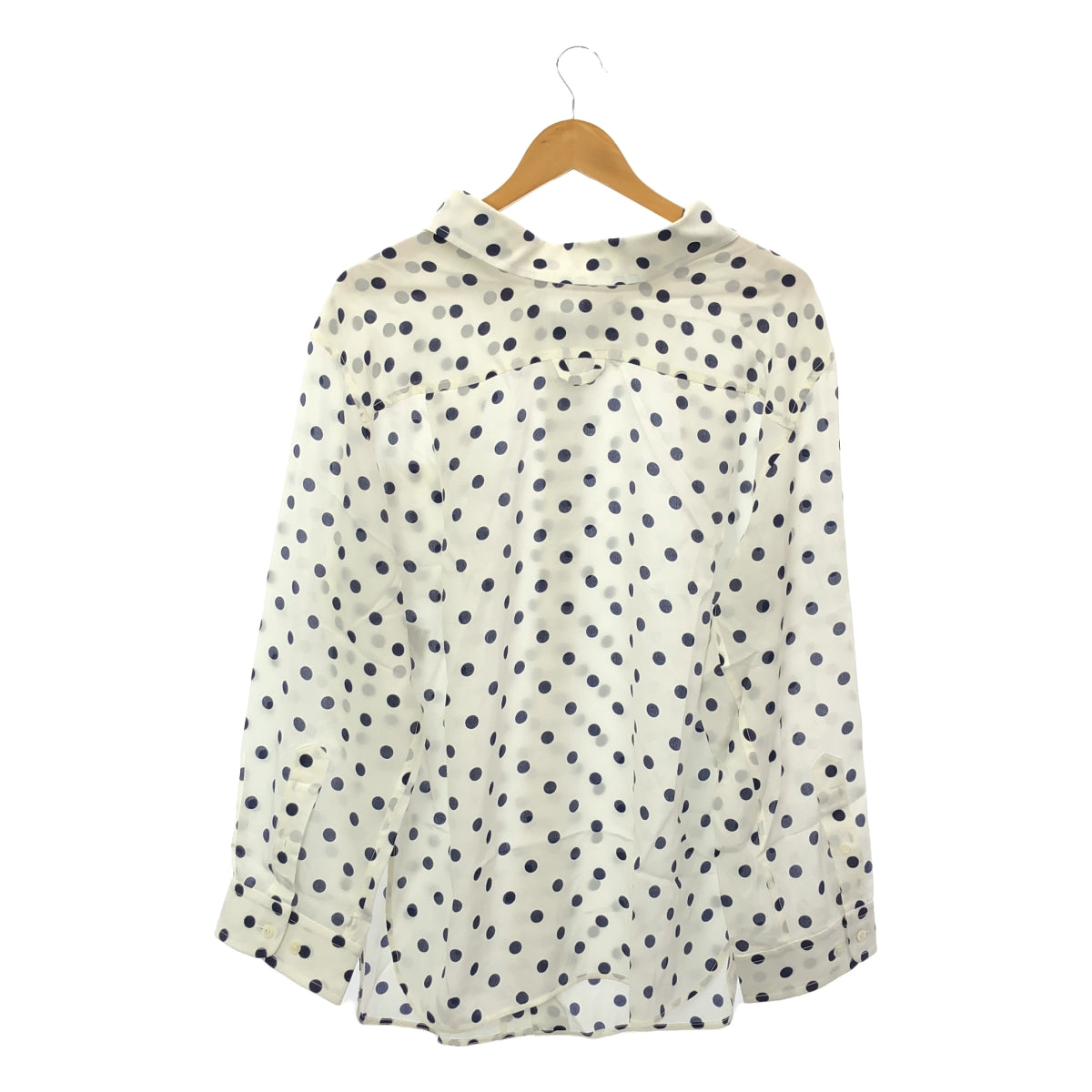 [狀況良好] 巴黎世家 |絲綢圓點紐扣超大襯衫 | XS |白色 |女性的