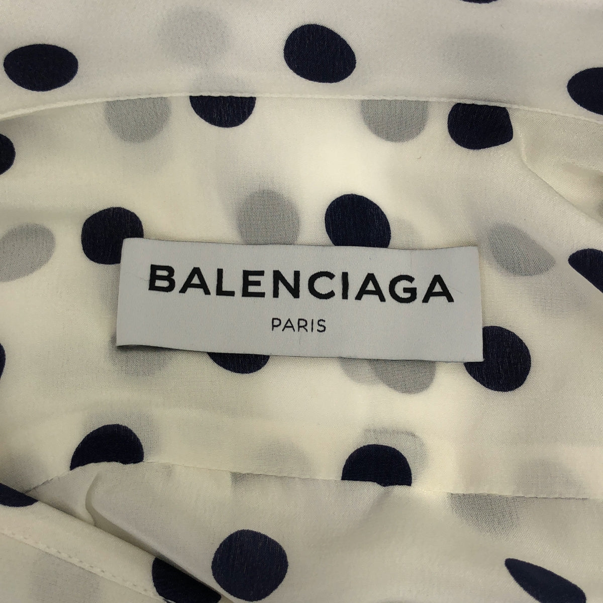 [Good Condition] BALENCIAGA | Silk Dot Button-Down Oversized Shirt | XS | White | Women's