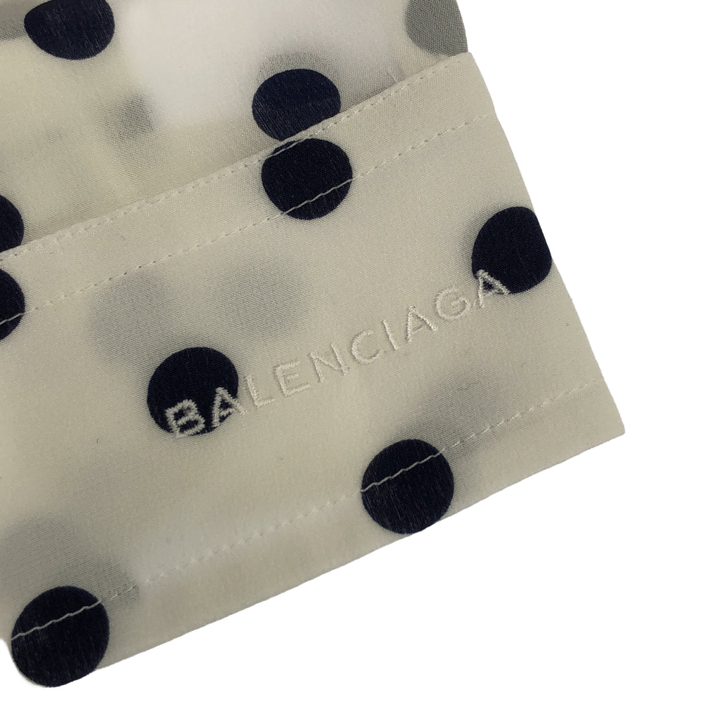 [狀況良好] 巴黎世家 |絲綢圓點紐扣超大襯衫 | XS |白色 |女性的