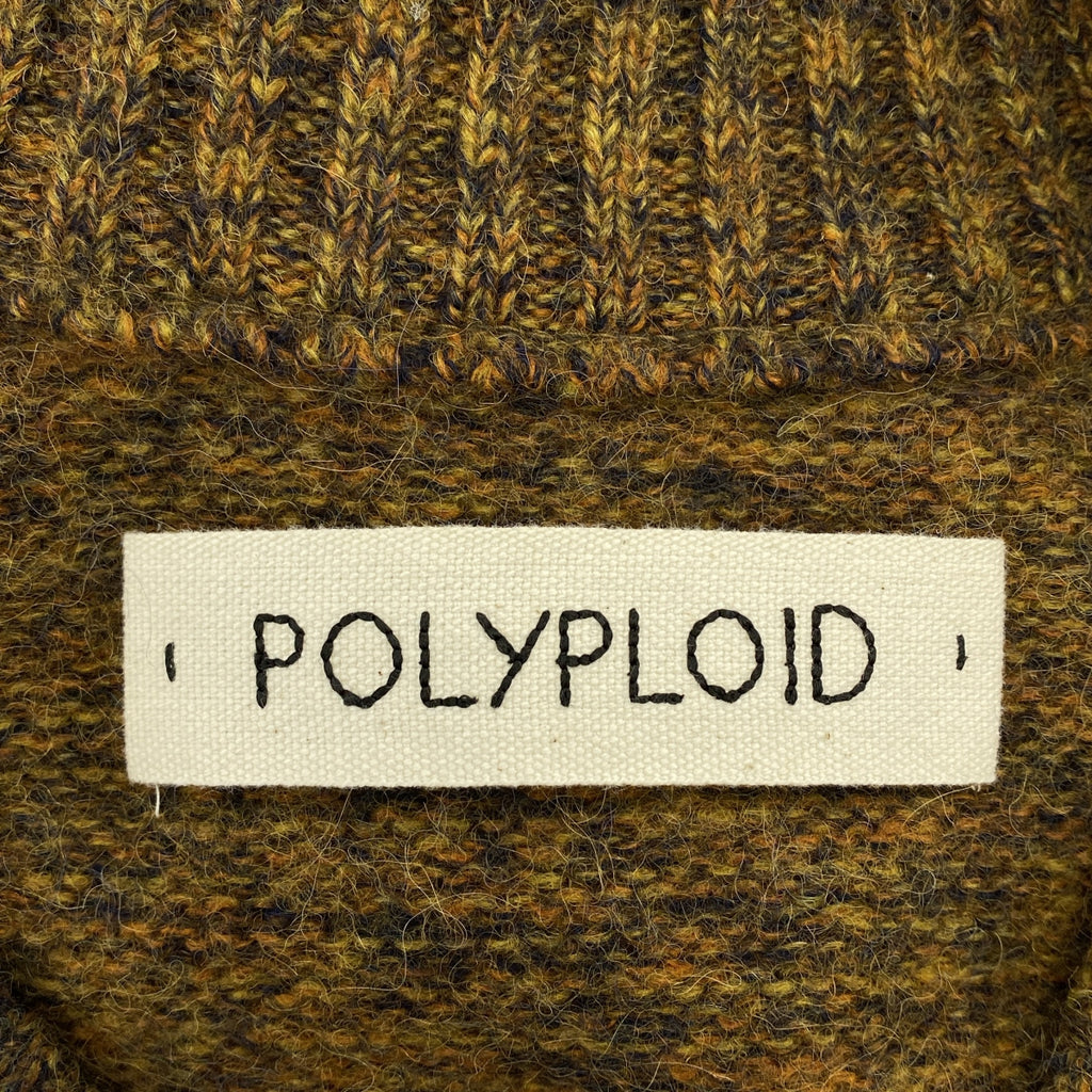 POLYPLOID / 폴리프로이드 | KNIT CARDIGAN / 믹스 울 돼지 가죽 가죽 팔꿈치 패치 니트 카디건 | 3 | 남성