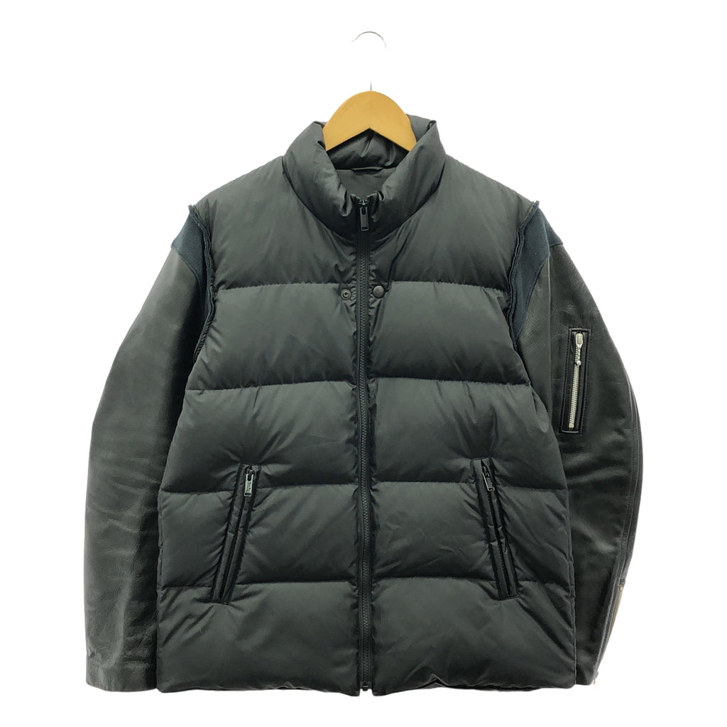 【美品】  UNDER COVER  / アンダーカバー | UCT9204 / 牛革 レザースリーブ ダウンジャケット | 2 | black | メンズ