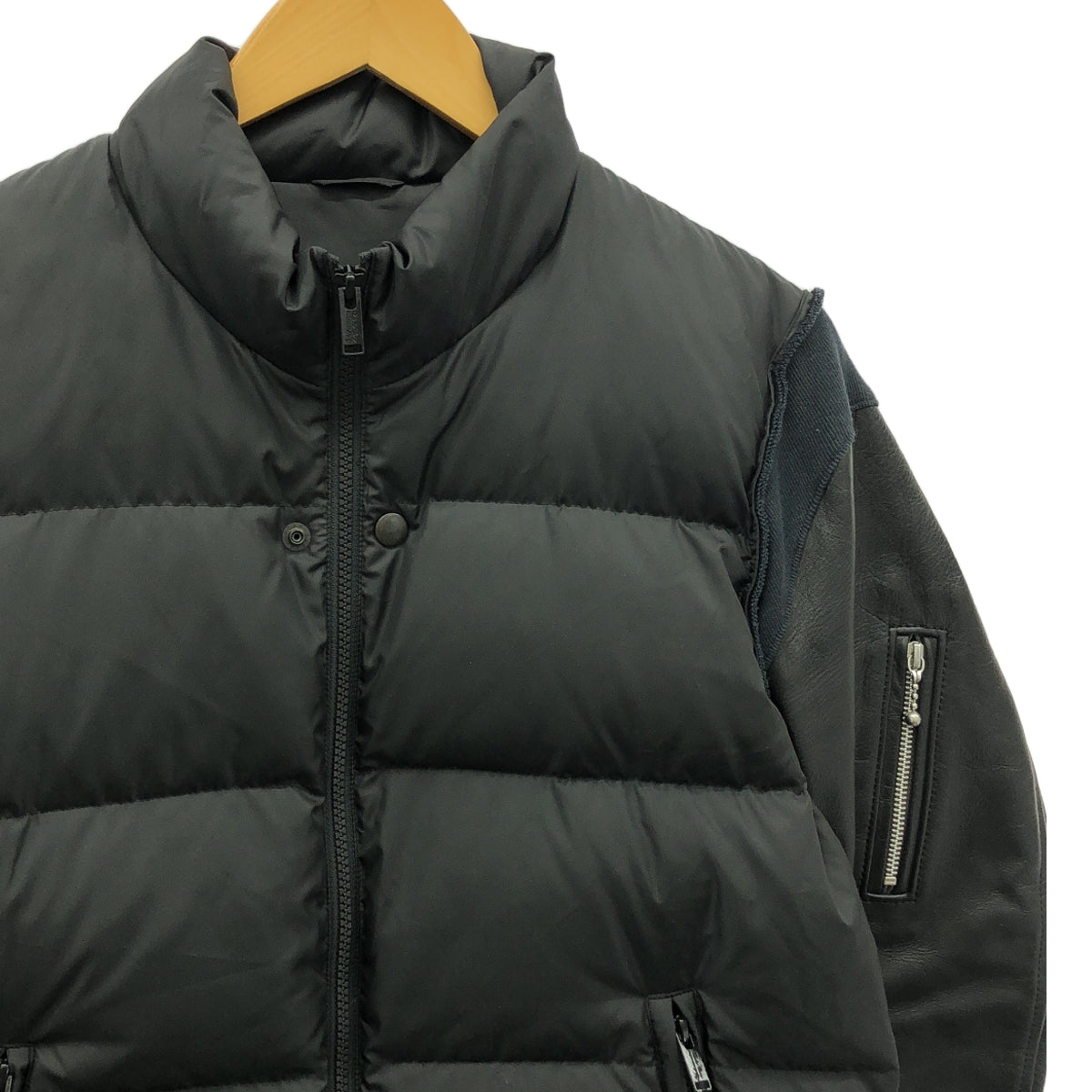 【美品】  UNDER COVER  / アンダーカバー | UCT9204 / 牛革 レザースリーブ ダウンジャケット | 2 | black | メンズ