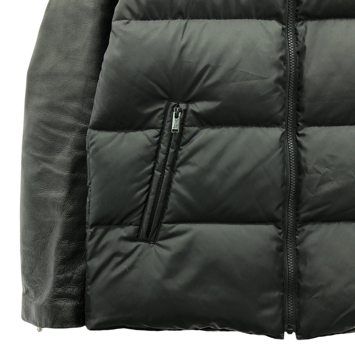 【美品】  UNDER COVER  / アンダーカバー | UCT9204 / 牛革 レザースリーブ ダウンジャケット | 2 | black | メンズ