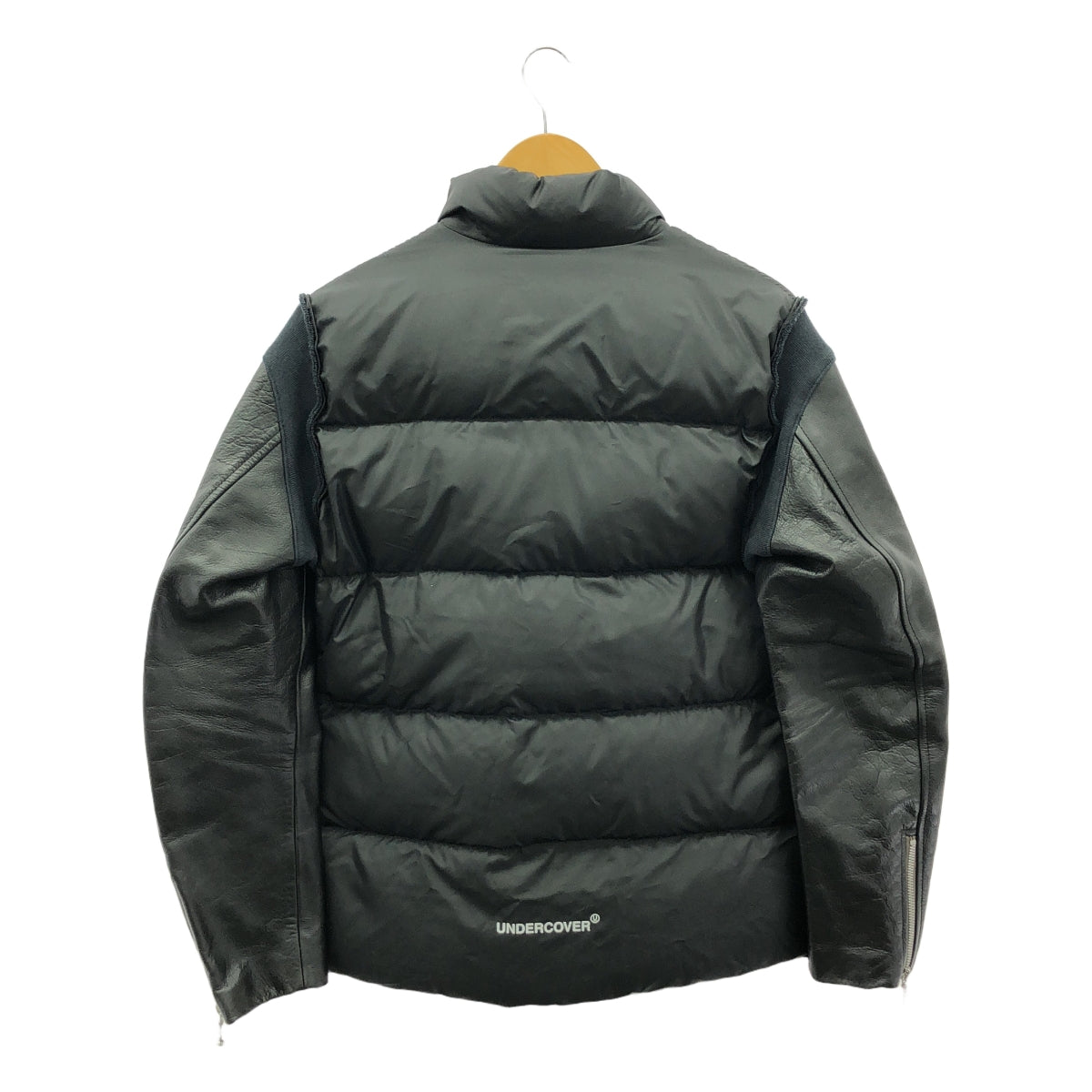 【美品】  UNDER COVER  / アンダーカバー | UCT9204 / 牛革 レザースリーブ ダウンジャケット | 2 | black | メンズ