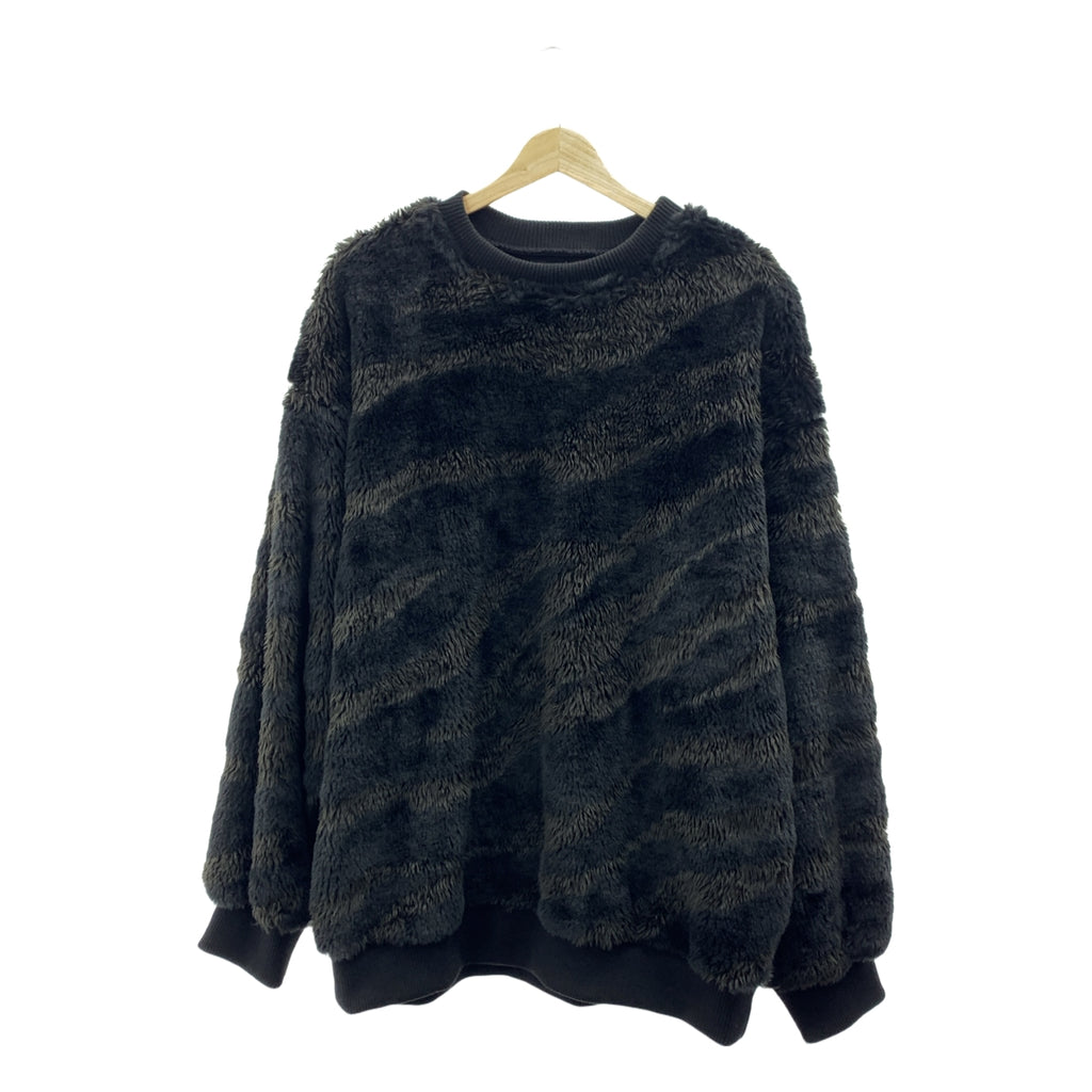 SHAREEF / シャリーフ | ZEBRA SHAGGY PULL-OVER / シャギーフリースプルオーバー スウェット トレーナー | 1 | ブラック/カーキ系 | メンズ