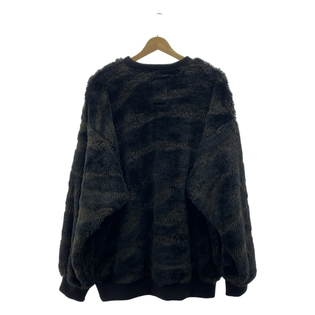 SHAREEF / シャリーフ | ZEBRA SHAGGY PULL-OVER / シャギーフリースプルオーバー スウェット トレーナー | 1 | ブラック/カーキ系 | メンズ