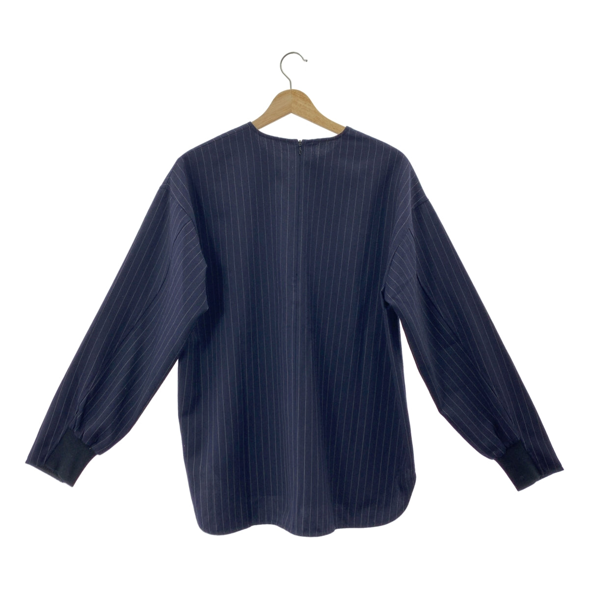 ENCHAINEMENT / アンシェヌマン | Woolblend P/O ウールブレンド ストライプ プルオーバーブラウス | F | ネイビー | レディース