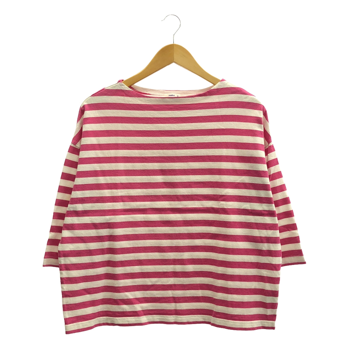 maillot / maillot | Drop shoulder striped 3/4 sleeve T-shirt | 0 | Pink / White | Women's