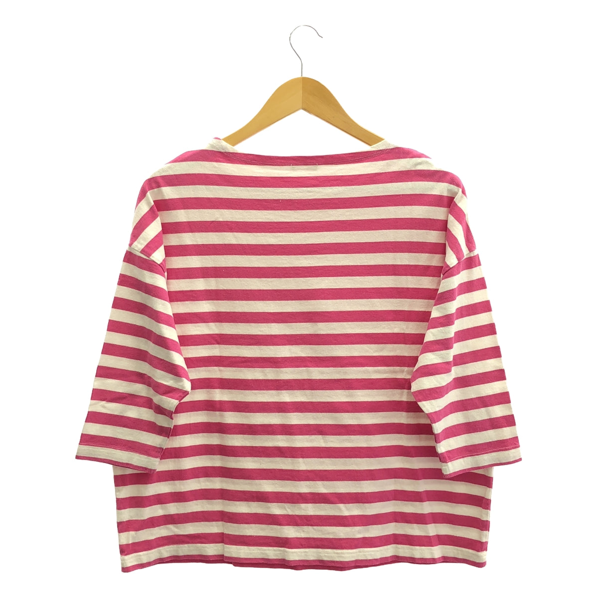 maillot / maillot | Drop shoulder striped 3/4 sleeve T-shirt | 0 | Pink / White | Women's