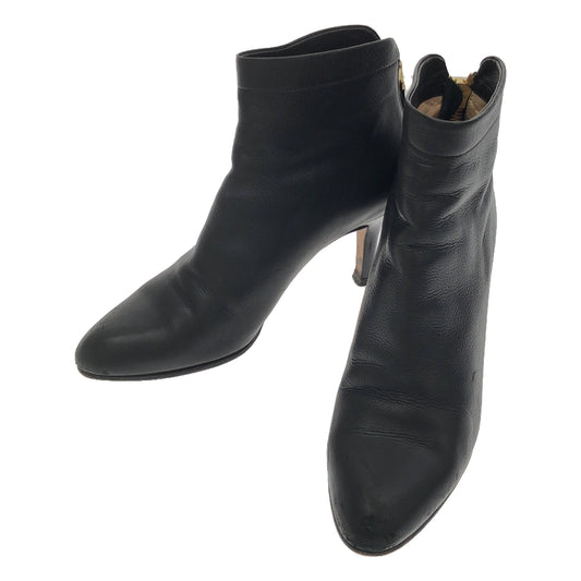 PELLICO | TAXI 80 Leather Almond Toe Back Zip Short Boots | Size 36 | Black | Women's