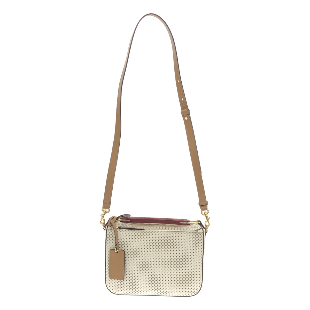 [Good Condition] MARC JACOBS | THE SOFT BOX 23 / 2-way shoulder strap punched leather handbag | Off-white | Women's