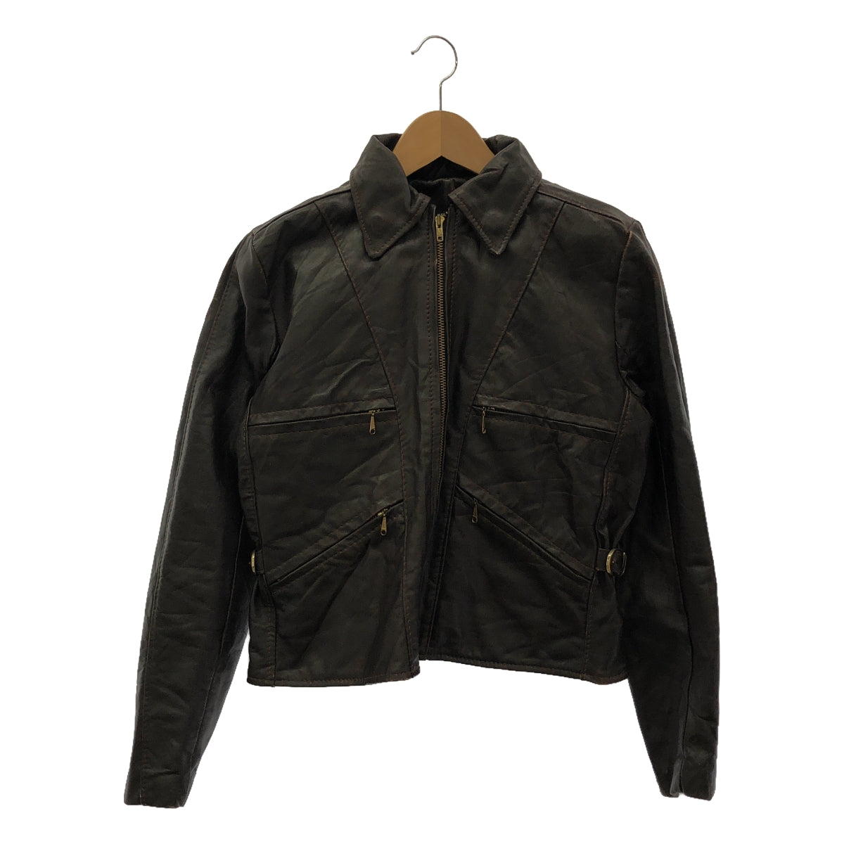 VANSON / バンソン | 70s～80s ヴィンテージ 黒タグ ライナー付き シングル ライダースジャケット | 16 | ブラウン | レディース