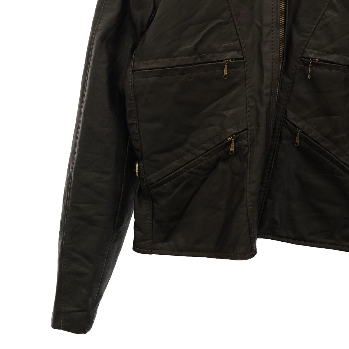 VANSON / バンソン | 70s～80s ヴィンテージ 黒タグ ライナー付き シングル ライダースジャケット | 16 | ブラウン | レディース