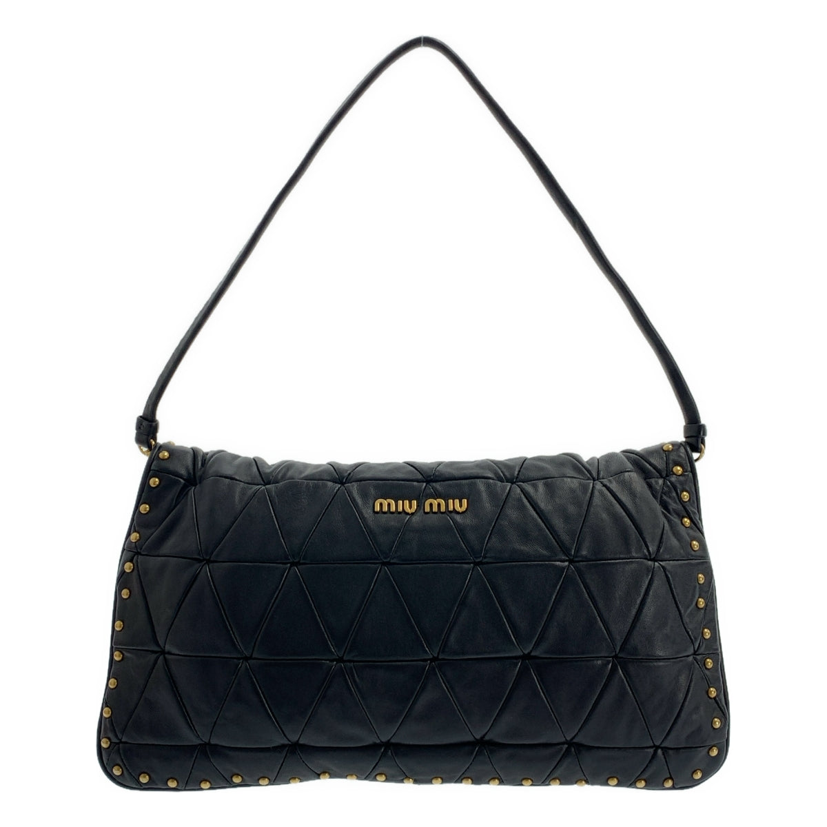 miu miu / ミュウミュウ | 2Way レザー キルティング スタッズ ターンロック クラッチ ハンドバッグ |