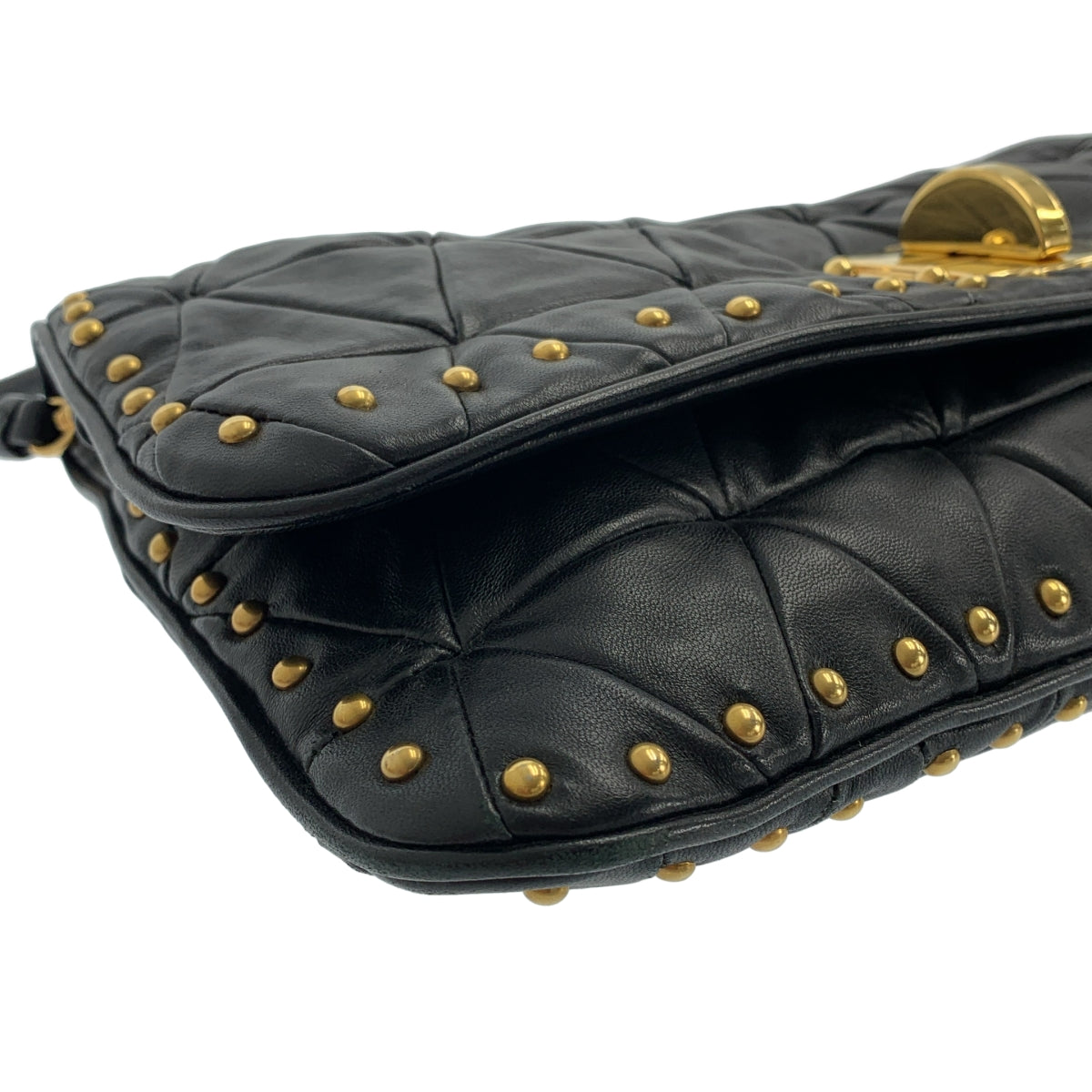 miu miu / ミュウミュウ | 2Way レザー キルティング スタッズ ターンロック クラッチ ハンドバッグ |