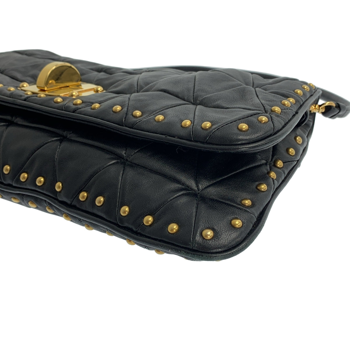 miu miu / ミュウミュウ | 2Way レザー キルティング スタッズ ターンロック クラッチ ハンドバッグ |