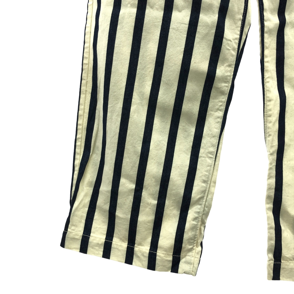 【신품】 Cul de Sac / 칼데삭 | 코튼 스트라이프 올인원 팬츠 | 1 | 화이트 / 네이비 | 여성