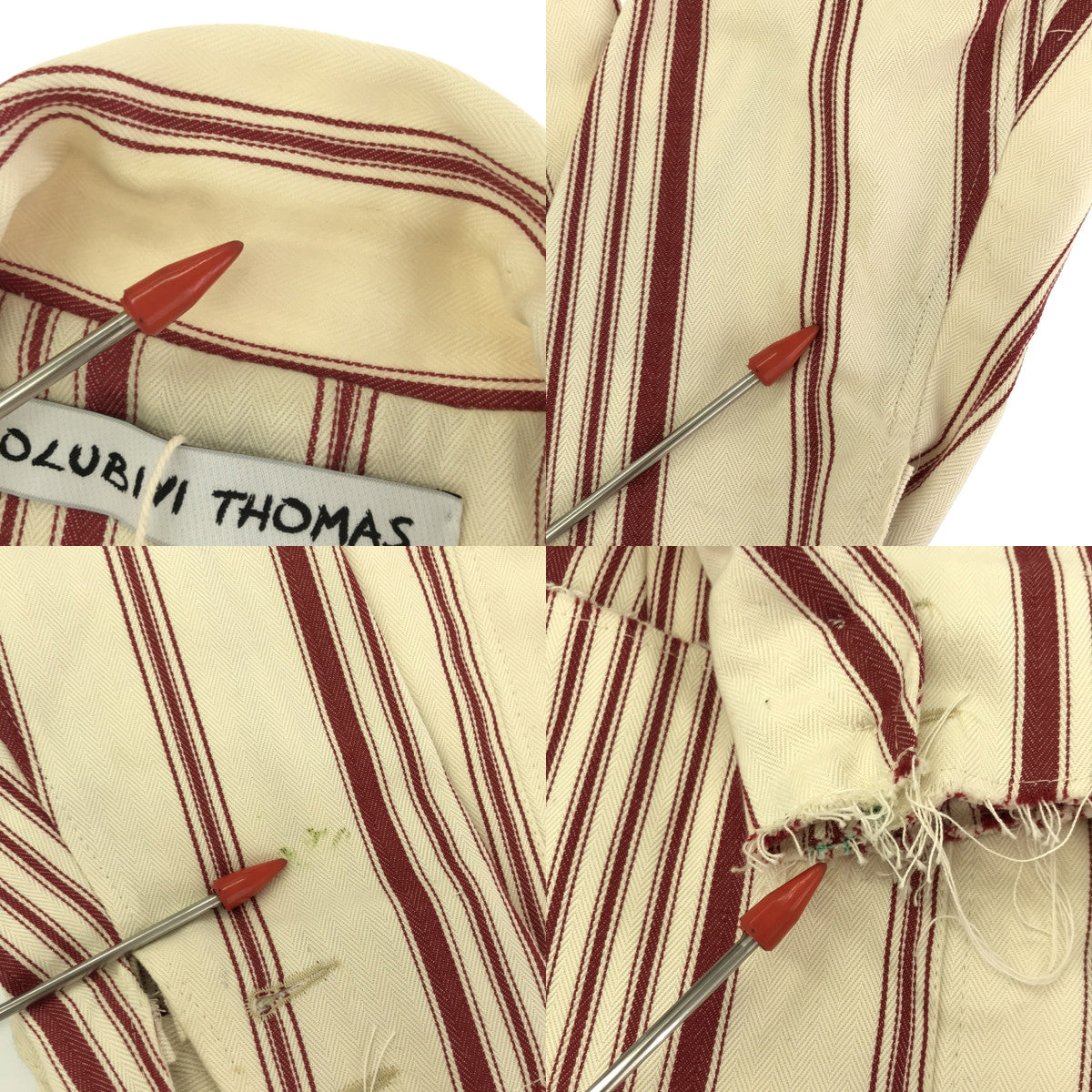 【美品】  OLUBIYI THOMAS / オルヴィトーマス | 2023SS | double breasted work jacket ストライプ ダブルブレスト ワークジャケット | 2 | レッド / オフホワイト | メンズ