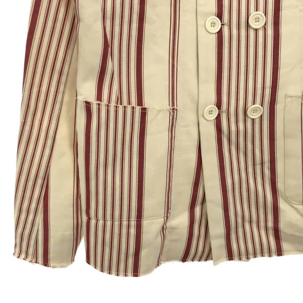 【美品】  OLUBIYI THOMAS / オルヴィトーマス | 2023SS | double breasted work jacket ストライプ ダブルブレスト ワークジャケット | 2 | レッド / オフホワイト | メンズ