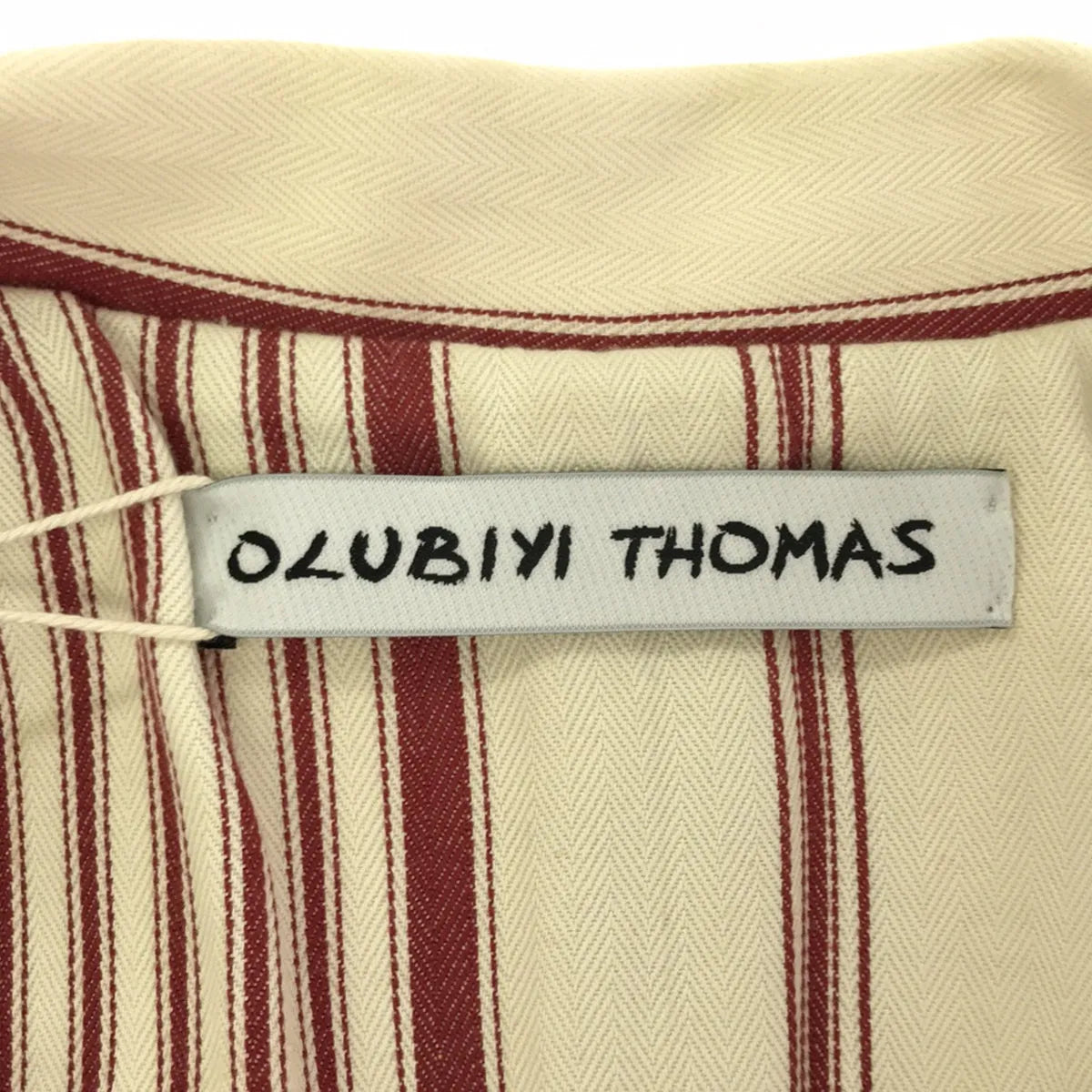 【美品】  OLUBIYI THOMAS / オルヴィトーマス | 2023SS | double breasted work jacket ストライプ ダブルブレスト ワークジャケット | 2 | レッド / オフホワイト | メンズ