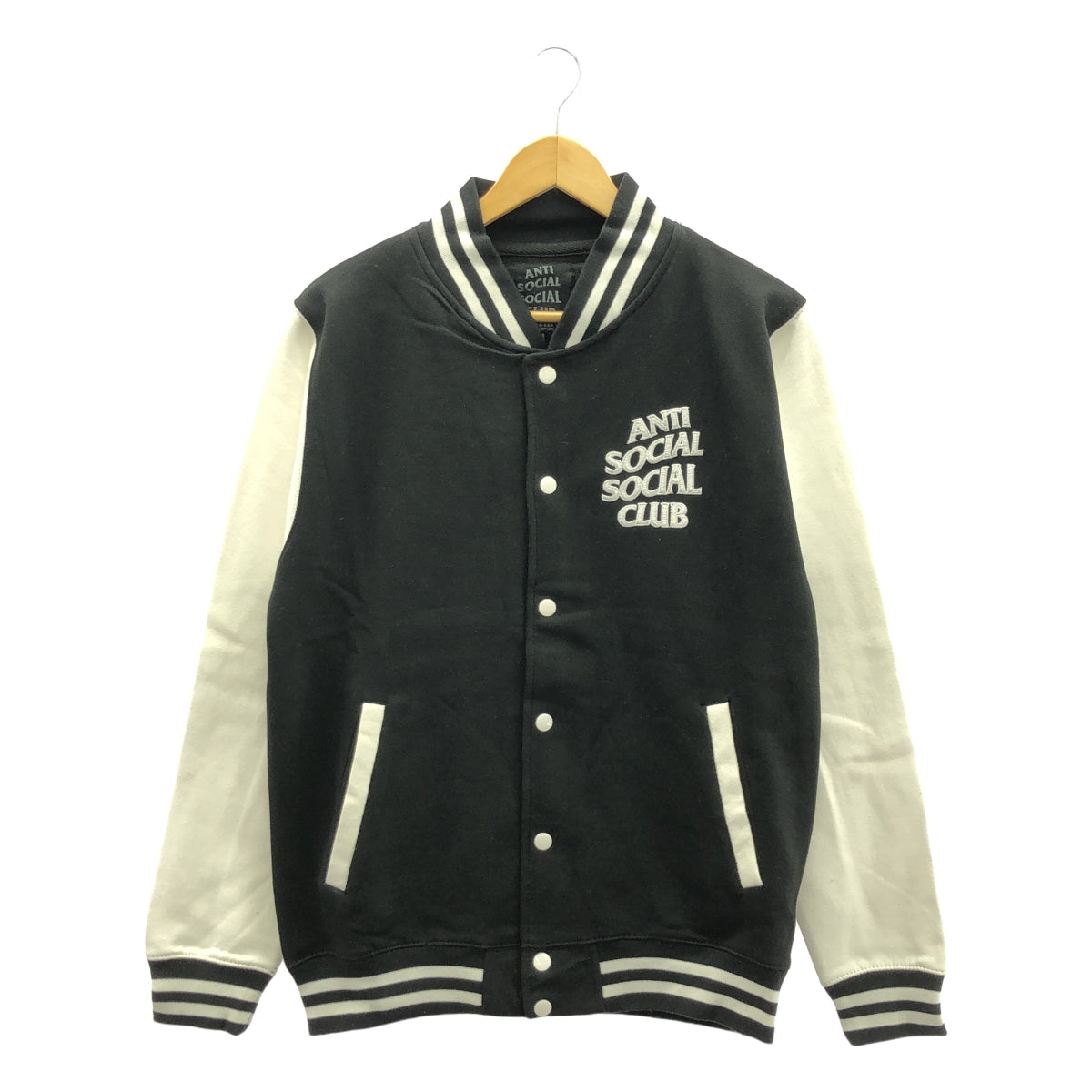 【美品】  ANTI SOCIAL SOCIAL CLUB / アンチソーシャルソーシャルクラブ | フルスナップボタン スウェット スタジャン | M | ブラック / ホワイト | メンズ