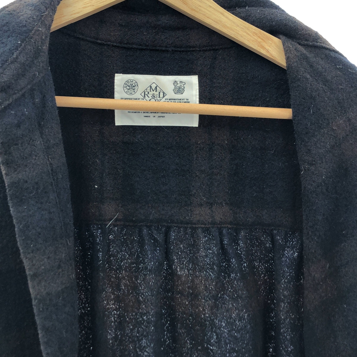 R&amp;D.M.Co / 올드맨즈 테일러 | 울 체크 셔츠 원피스 | 다크 브라운/네이비 |