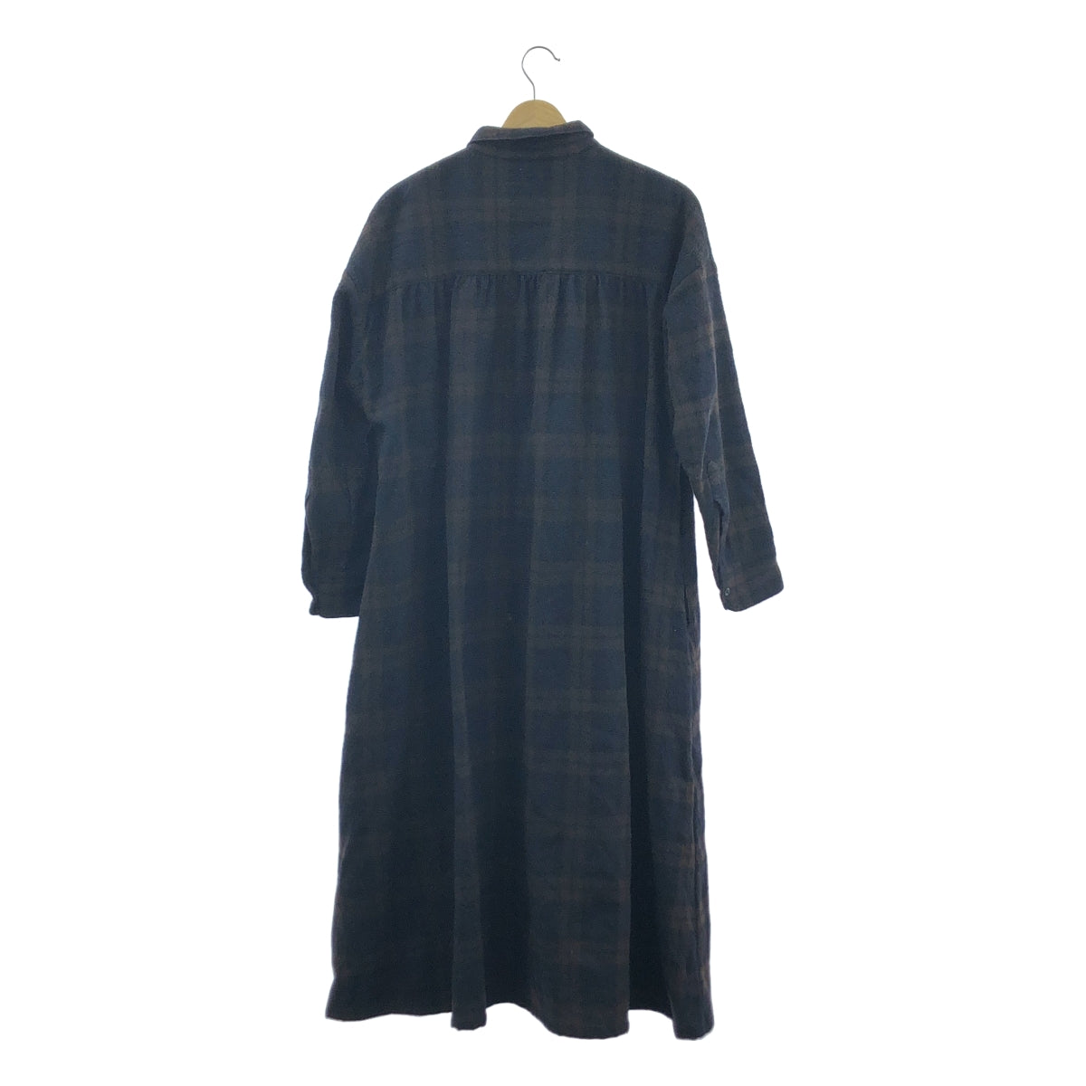 R&amp;D.M.Co / 올드맨즈 테일러 | 울 체크 셔츠 원피스 | 다크 브라운/네이비 |