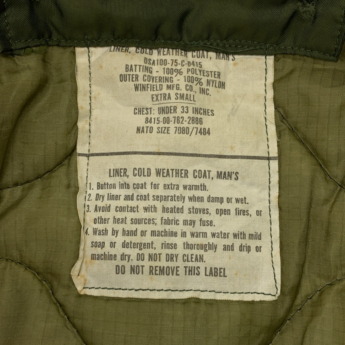 VINTAGE / 빈티지 헌 옷 | US ARMY 퀼팅 라이너 M-65 필드 재킷 | XS | 남성