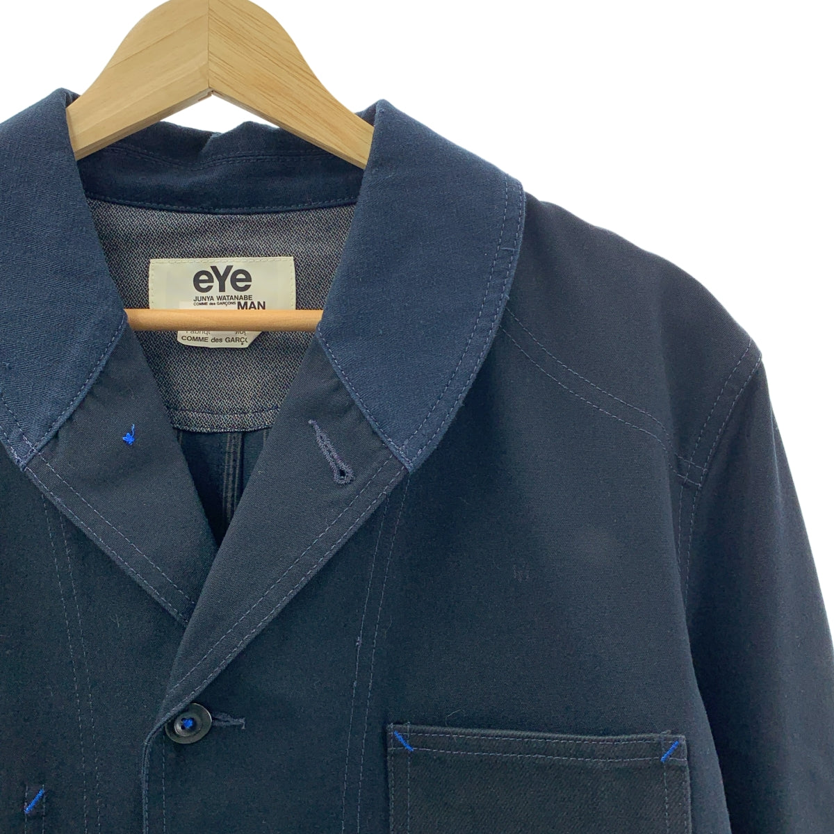 eye JUNYA WATANABE COMME des GARCONS MAN / アイジュンヤワタナベ マン | 2021AW | コットン エルボーパッチ ショールカラー シングルジャケット | M | ダークネイビー | メンズ