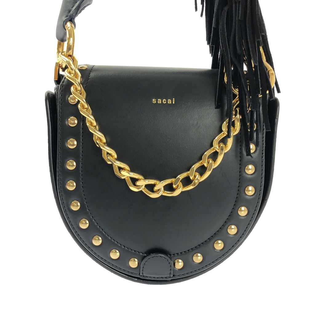 sacai | 零皮夾式兩用流蘇皮革肩背包 |