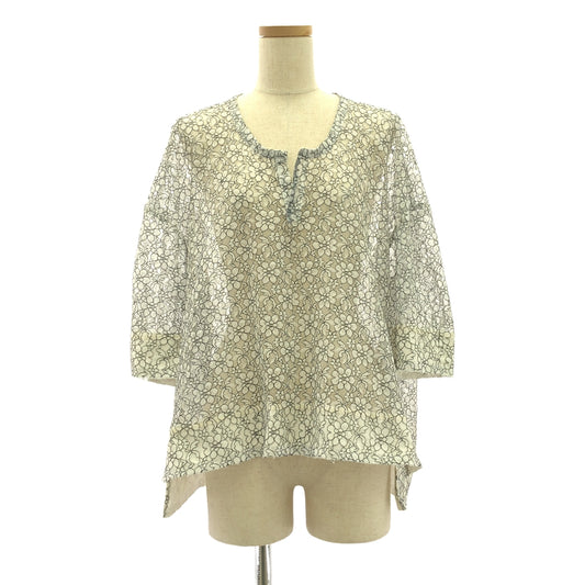 COMME des GARCONS COMME des GARCONS / コムコム | 2020SS | ポリエステル フラワー レース カットオフ スリット ブラウス シャツ | XS | ホワイト/ブラック | レディース