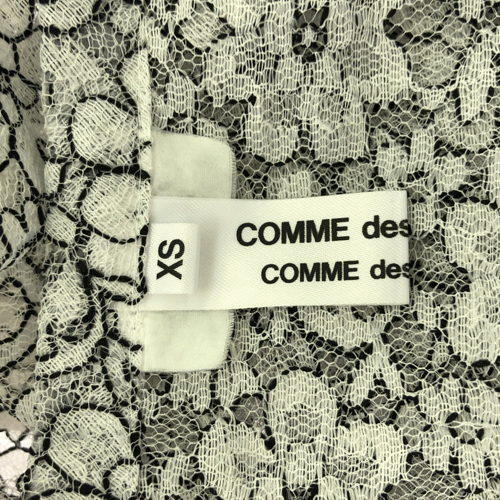 COMME des GARCONS COMME des GARCONS / 콤콤 | 2020SS | 폴리 에스테르 플라워 레이스 컷오프 슬릿 블라우스 셔츠 | XS | 화이트/블랙 | 여성