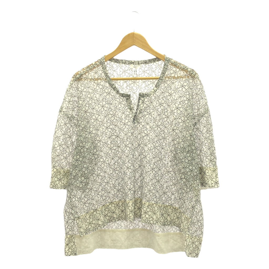 COMME des GARCONS COMME des GARCONS / 콤콤 | 2020SS | 폴리 에스테르 플라워 레이스 컷오프 슬릿 블라우스 셔츠 | XS | 화이트/블랙 | 여성