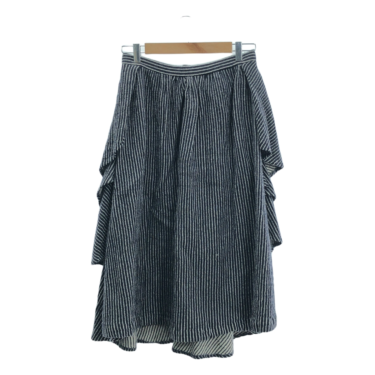 COMME des GARCONS COMME des GARCONS / Comme des | 2007秋冬 |羊毛縮水後荷葉邊半身裙 |中號 |海軍藍/白色 |女性的