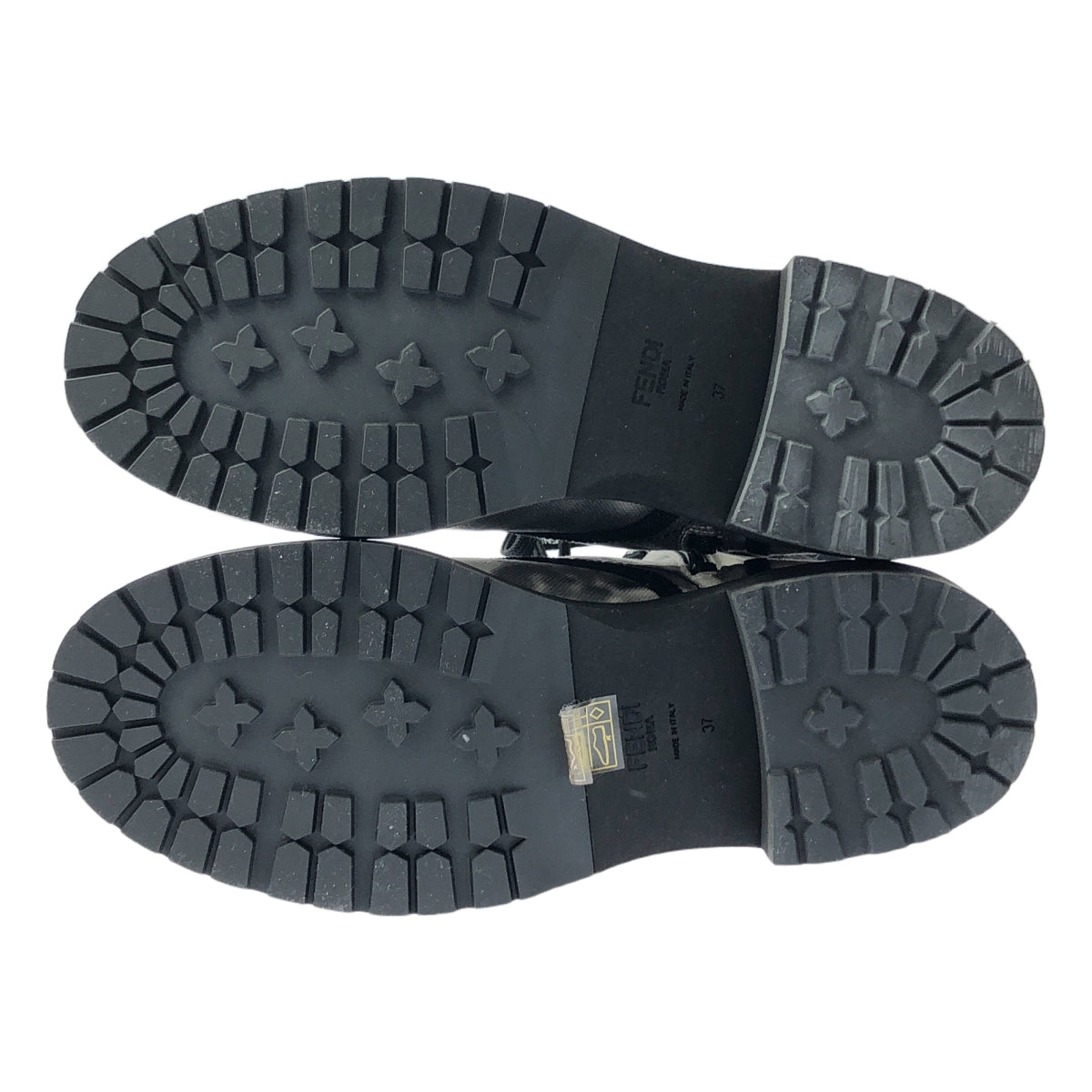 [狀況良好] FENDI | 帆布花卉繫帶靴 | 尺寸 37 | 白色/黑色 | 女款