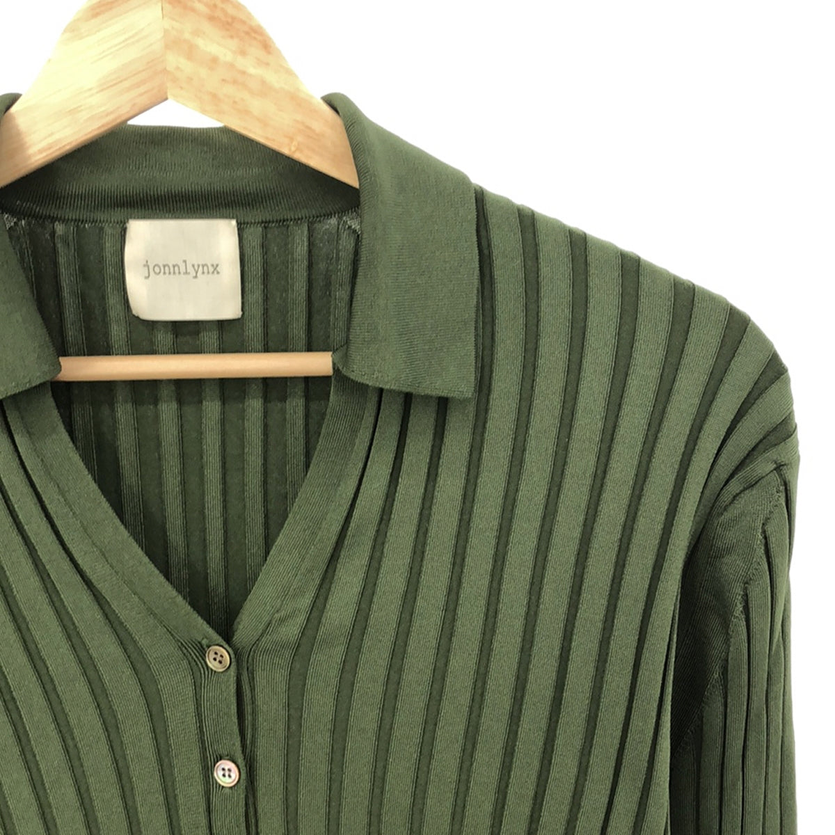 jonnlynx / ジョンリンクス | knit shirts リブニットシャツ | M | グリーン | レディース