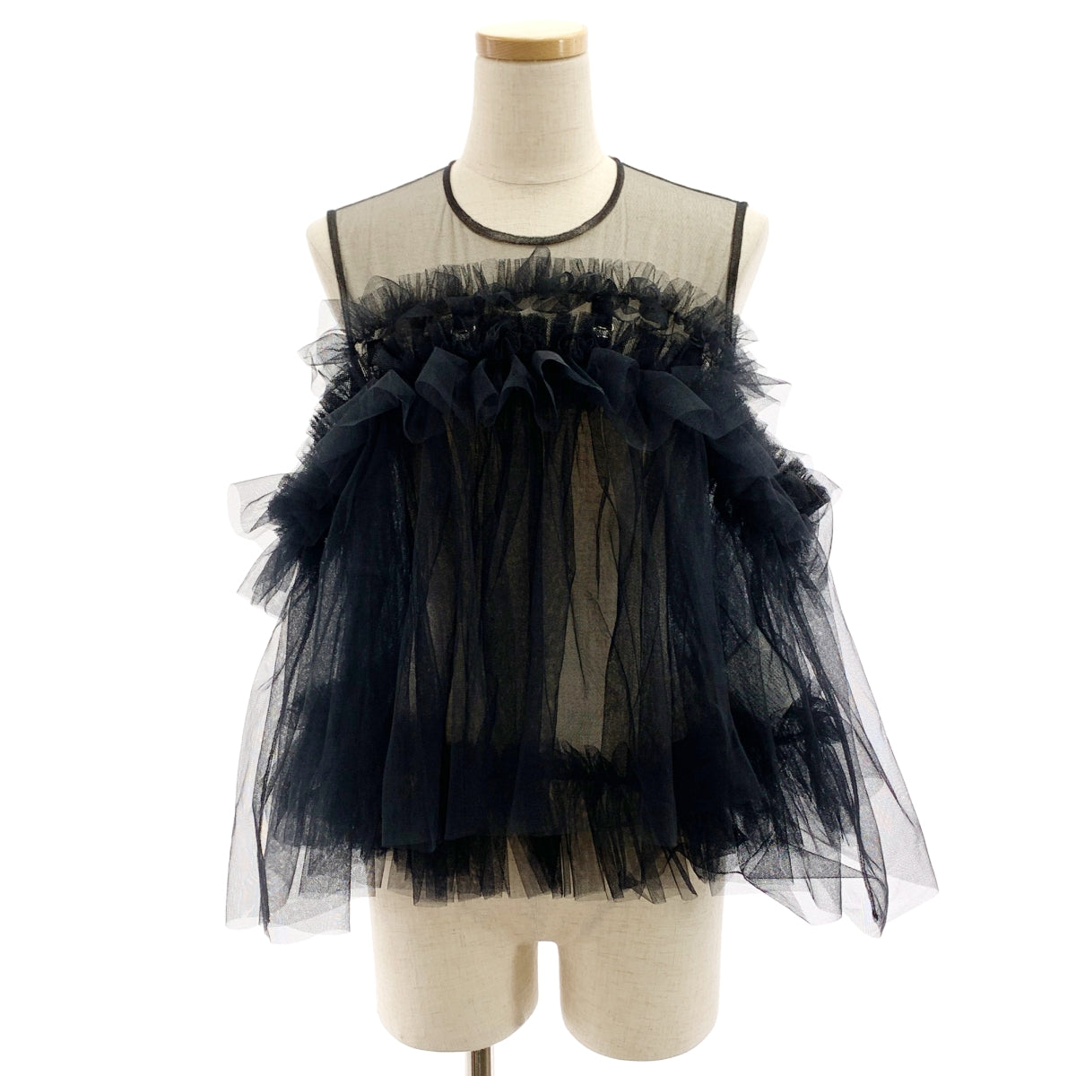 [狀況極佳] noir kei ninomiya | 2025 春夏 | 尼龍與薄紗蓬鬆上衣 | M碼 | 黑色 | 女款