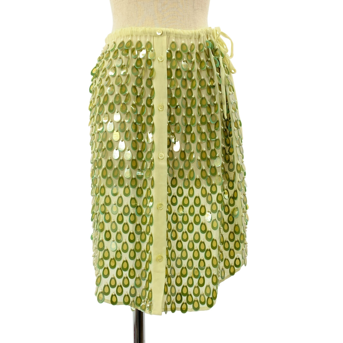 DRIES VAN NOTEN / 드리스 반노텐 | 2024SS | 비스코스 비쥬 장식 드로스트링 시아 스커트 | 36 |