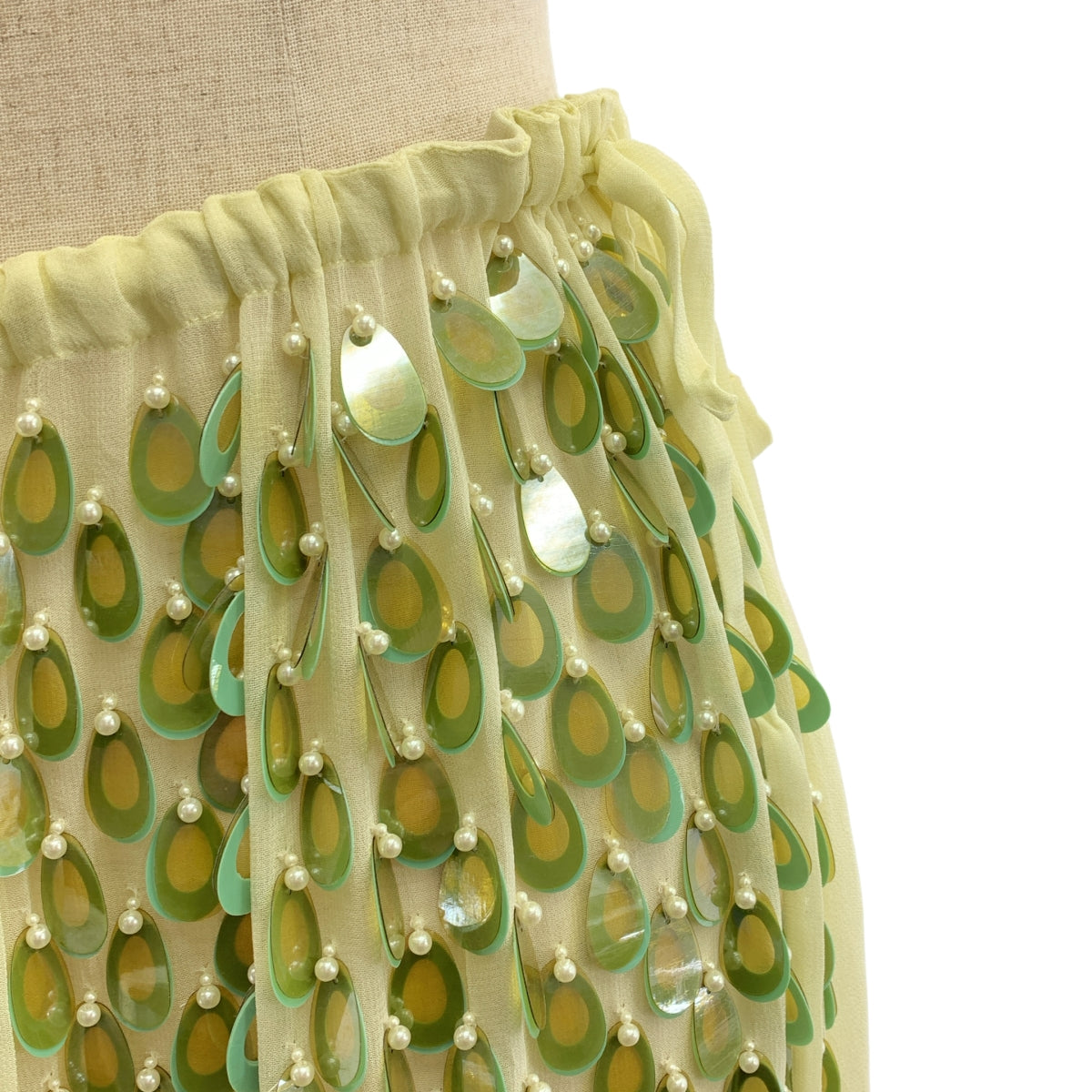 DRIES VAN NOTEN / 드리스 반노텐 | 2024SS | 비스코스 비쥬 장식 드로스트링 시아 스커트 | 36 |