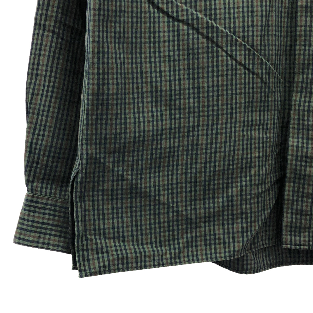 unfil / アンフィル | Gun club check washed brushed cotton band colloar shirt チェック ウォッシュドブラッシュコットンバンドカラーシャツ | 3 | メンズ