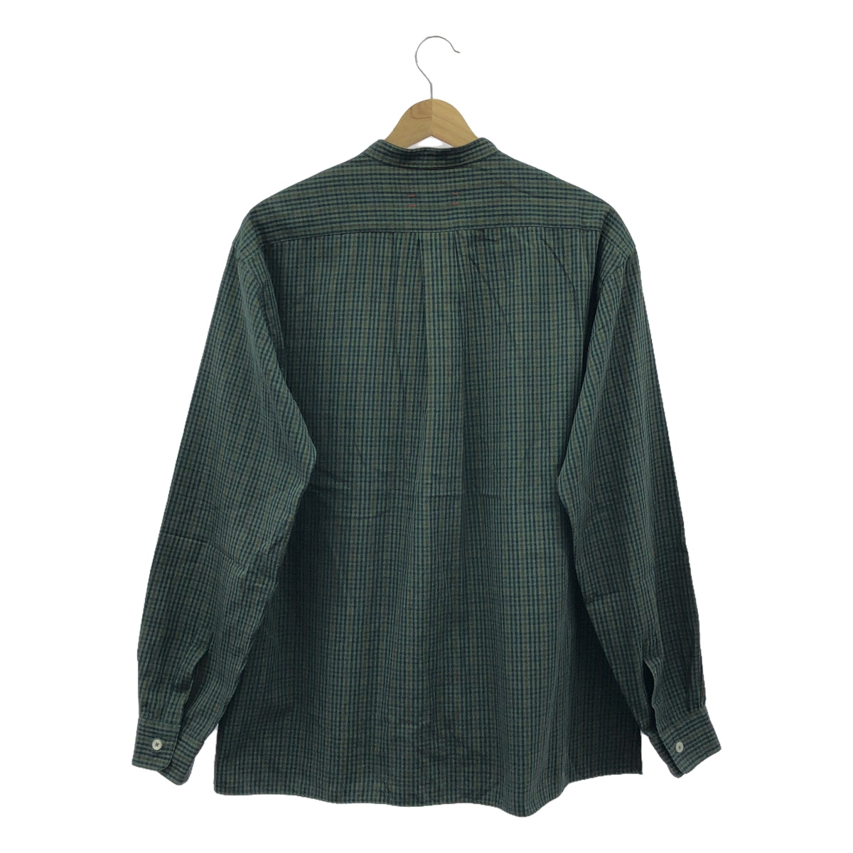 unfil / アンフィル | Gun club check washed brushed cotton band colloar shirt チェック ウォッシュドブラッシュコットンバンドカラーシャツ | 3 | メンズ