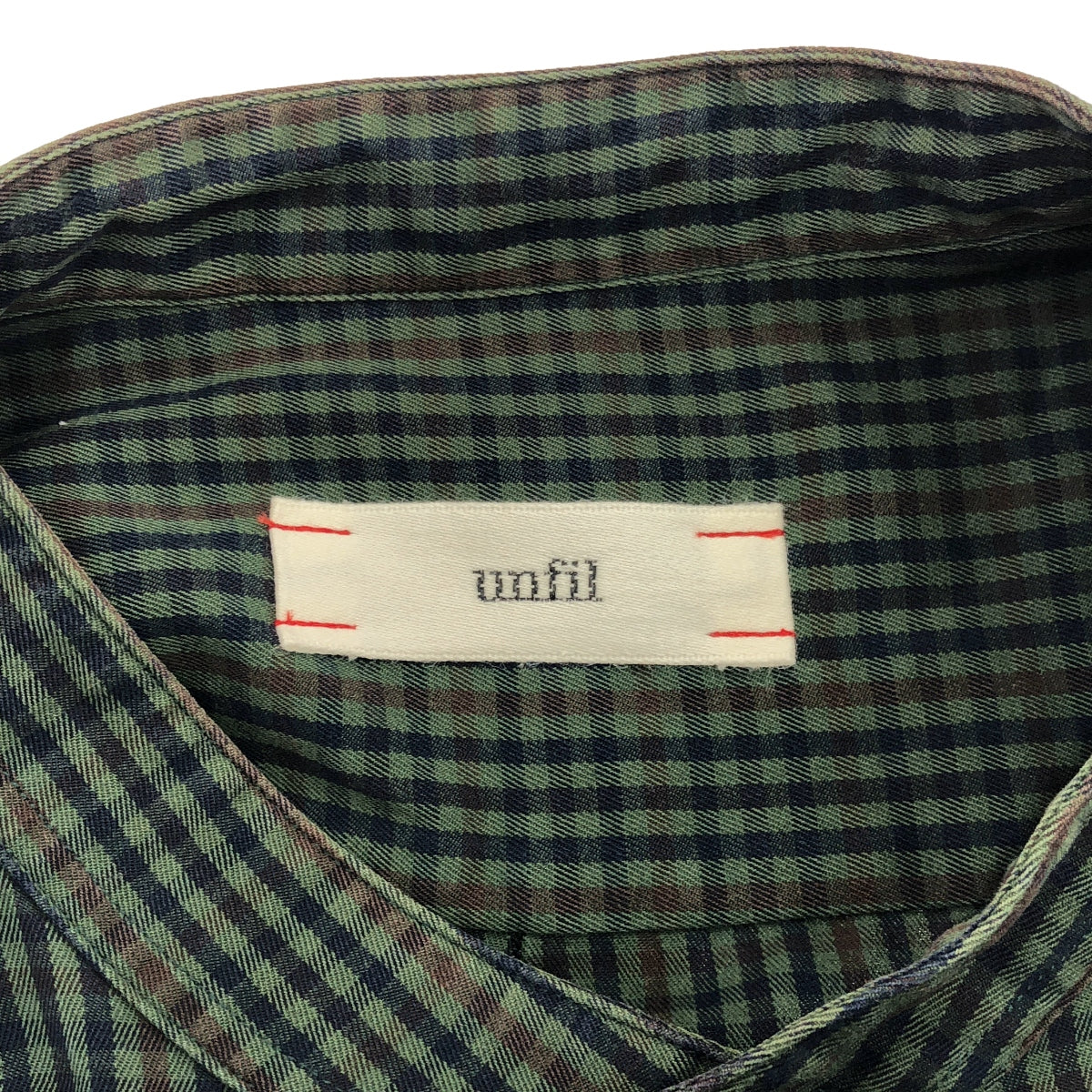 unfil / アンフィル | Gun club check washed brushed cotton band colloar shirt チェック ウォッシュドブラッシュコットンバンドカラーシャツ | 3 | メンズ