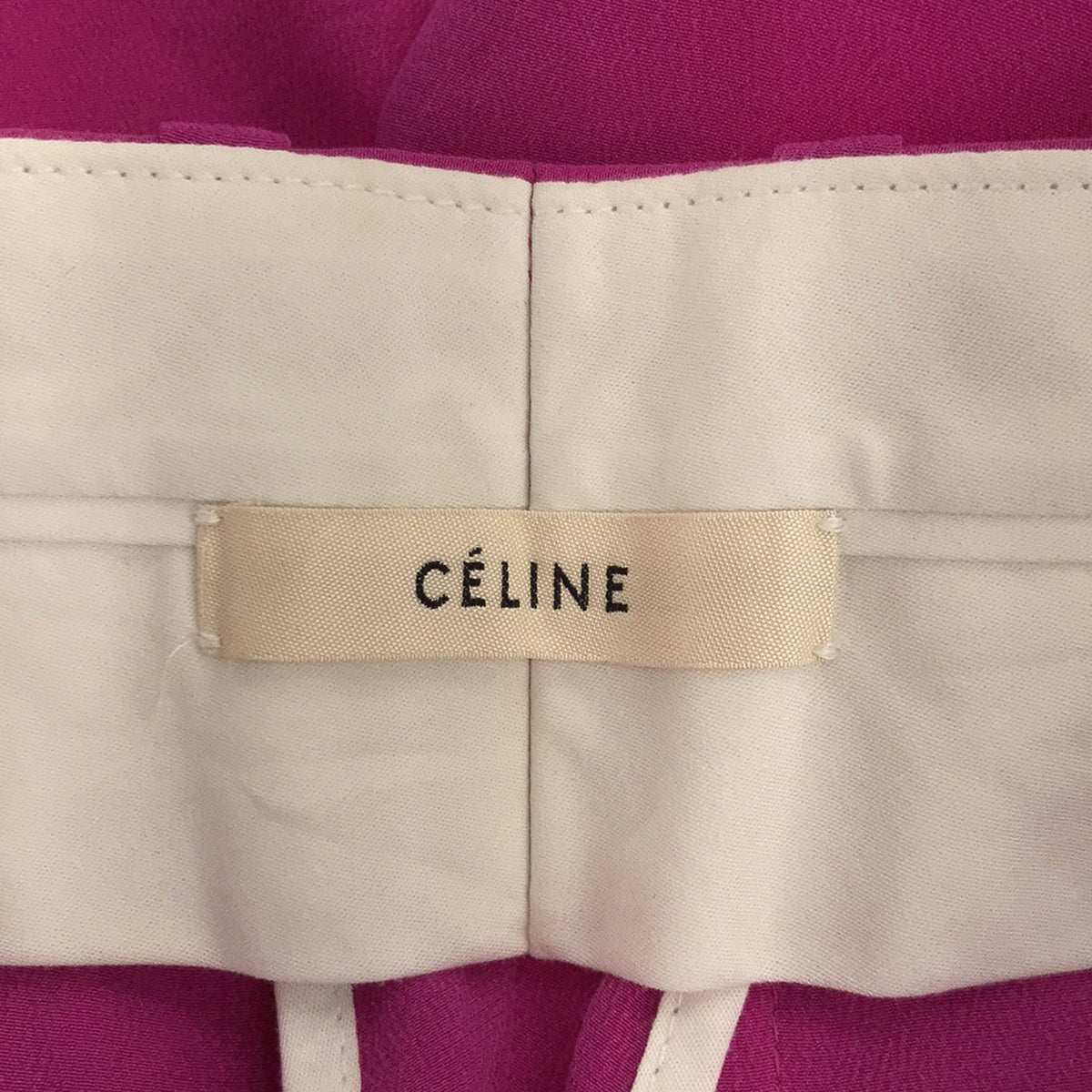 CELINE / 셀린느 | 피비기 실크 센터 프레스 테이퍼드 팬츠 | 36 | 퍼플 |