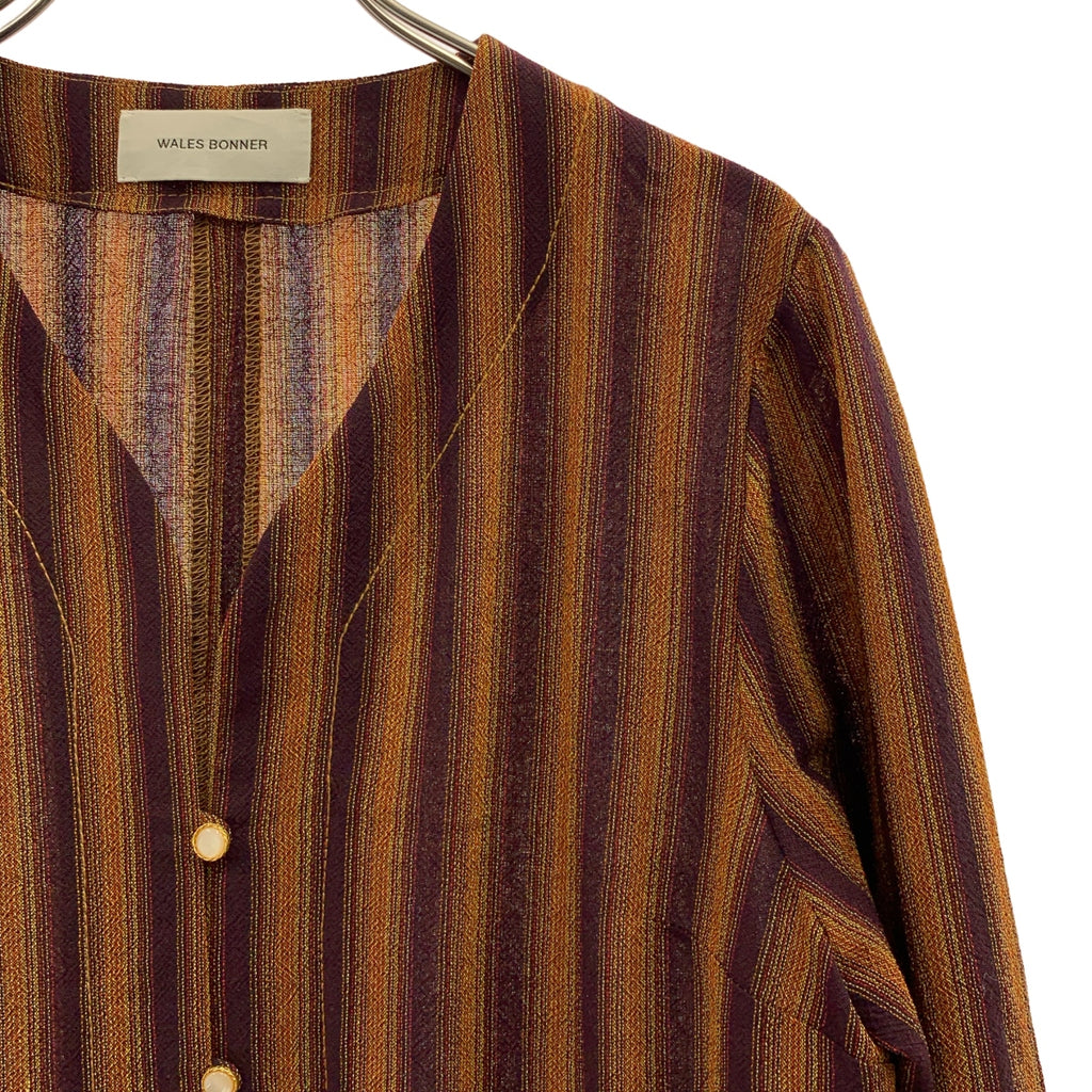 WALES BONNER / ウェールズボナー | STRIPE WOOL CREPE MAROON/RUST ワンピース | 40 | レディース