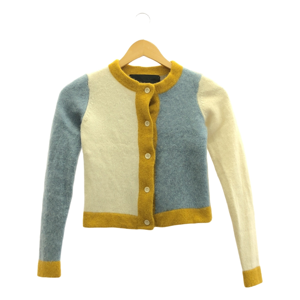 The Elder Statesman / ジエルダーステイツマン | 配色ニットカーディガン | XS | イエロー×ブルー×ホワイト | レディース